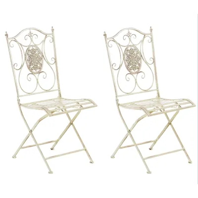 CLP 2er-Set Gartenstuhl Sibell im Landhausstil, aus Metall mit klappbarem Design, ideal für Terrasse oder Balkon, in 6 Farben erhältlich