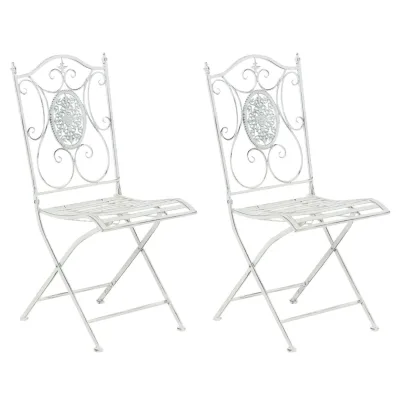 CLP 2er-Set Gartenstuhl Sibell im Landhausstil, aus Metall mit klappbarem Design, ideal für Terrasse oder Balkon, in 6 Farben erhältlich