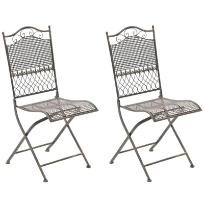 CLP 2er Set Gartenstühle klappbar Kiran, romantische Metallstühle aus Eisen im Jugendstil, ideal für Terrasse, Balkon und Garten