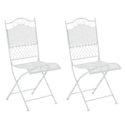 CLP 2er Set Gartenstühle klappbar Kiran, romantische Metallstühle aus Eisen im Jugendstil, ideal für Terrasse, Balkon und Garten
