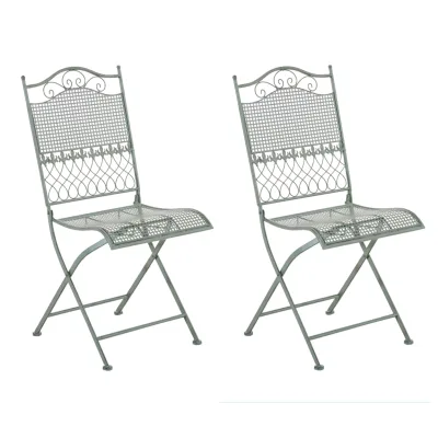 CLP 2er Set Gartenstühle klappbar Kiran, romantische Metallstühle aus Eisen im Jugendstil, ideal für Terrasse, Balkon und Garten