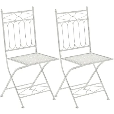 CLP 2er Set Klappstühle Asina, platzsparende Gartenstühle für den Außenbereich, romantische Balkonstühle im Jugendstil, leicht verstaubar