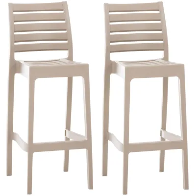 CLP 2er Set Outdoor-Barhocker Ares Mit Fußstütze I Stapelbare Tresenhocker In Rattan-Optik