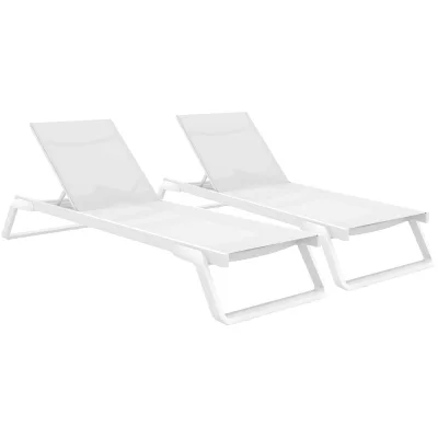 CLP 2er Set Sonnenliege Tropic, stilvolle und wetterfeste Gartenliegen mit Rollen aus GFK mit verstellbarer Rückenlehne für Terrasse