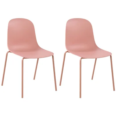 CLP 2er Set Stapelstuhl Hardin, mit ergonomischer Kunststoffschale und stabilem Metallgestell, geeignet für Esszimmer, Konferenzraum und Küche
