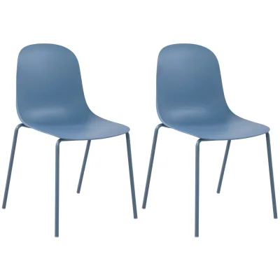 CLP 2er Set Stapelstuhl Hardin, mit ergonomischer Kunststoffschale und stabilem Metallgestell, geeignet für Esszimmer, Konferenzraum und Küche