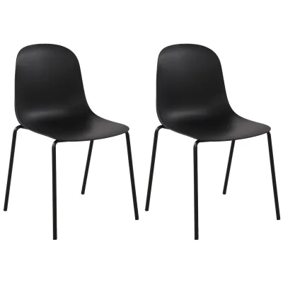 CLP 2er Set Stapelstuhl Hardin, mit ergonomischer Kunststoffschale und stabilem Metallgestell, geeignet für Esszimmer, Konferenzraum und Küche
