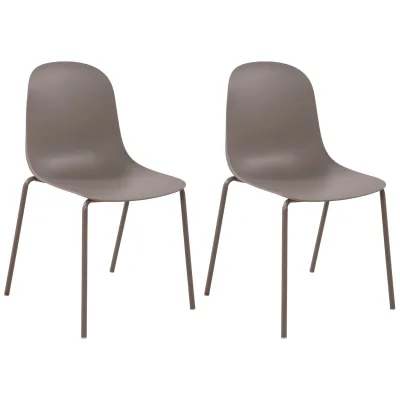 CLP 2er Set Stapelstuhl Hardin, mit ergonomischer Kunststoffschale und stabilem Metallgestell, geeignet für Esszimmer, Konferenzraum und Küche
