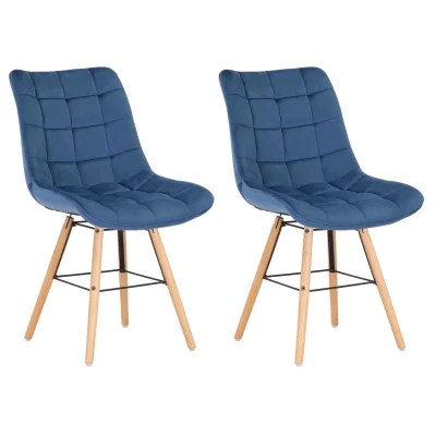 CLP 2er Set Stühle Leni Samt I Polsterstühle Mit Gestepptem Sitz Und Samtbezug I Lehnstühle Mit Einem Gestell Aus Holz Und Metall