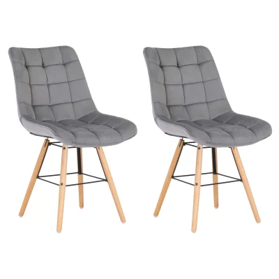 CLP 2er Set Stühle Leni Samt I Polsterstühle Mit Gestepptem Sitz Und Samtbezug I Lehnstühle Mit Einem Gestell Aus Holz Und Metall