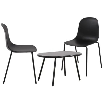 CLP 2er Sitzgruppe Veldin I Garten-Set 2x Stuhl stapelbar und 1x Tisch I Outdoor-Set wetterfest und UV-beständig I Gartenmöbel