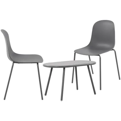 CLP 2er Sitzgruppe Veldin I Garten-Set 2x Stuhl stapelbar und 1x Tisch I Outdoor-Set wetterfest und UV-beständig I Gartenmöbel