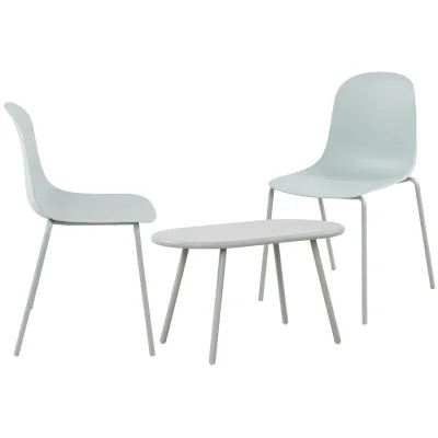 CLP 2er Sitzgruppe Veldin I Garten-Set 2x Stuhl stapelbar und 1x Tisch I Outdoor-Set wetterfest und UV-beständig I Gartenmöbel