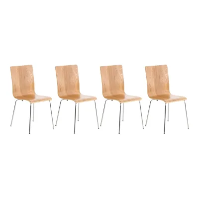 CLP 4er-Set  Wartezimmerstuhl PEPE mit ergonomisch geformten Holzsitz und Metallgestell I 4x Konferenzstuhl   In verschiedenen Farben erhältlich