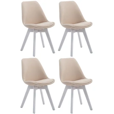 CLP 4er Set Retrostühle Borneo V2 Mit Stoffbezug Und Hochwertiger Polsterung I Lehnstühle Mit Holzgestell