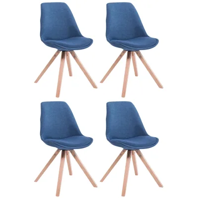 CLP 4er Set Esszimmer-Stuhl Toulouse Stoff Square mit Stoffbezug und hochwertigem Sitzpolster I Mit Stabilem Holzgestell I Sitzhöhe 48 cm