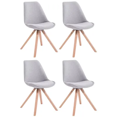 CLP 4er Set Esszimmer-Stuhl Toulouse Stoff Square mit Stoffbezug und hochwertigem Sitzpolster I Mit Stabilem Holzgestell I Sitzhöhe 48 cm