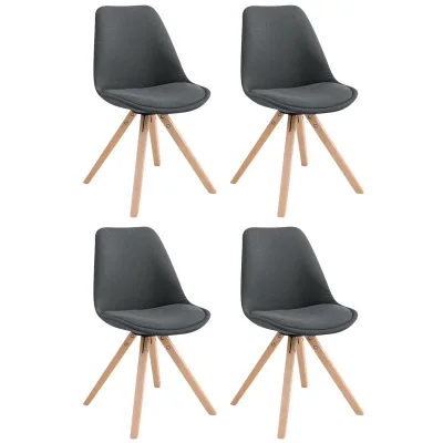 CLP 4er Set Esszimmer-Stuhl Toulouse Stoff Square mit Stoffbezug und hochwertigem Sitzpolster I Mit Stabilem Holzgestell I Sitzhöhe 48 cm