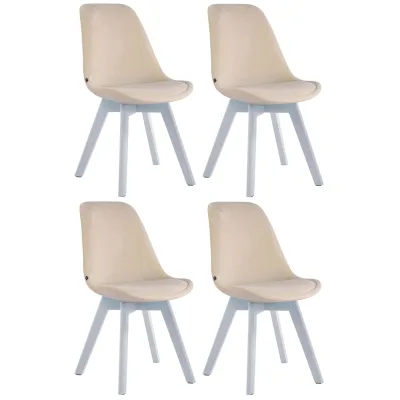 CLP 4er Set Retrostühle Borneo Samt Mit Hochwertiger Polsterung I Lehnstühle mit robustem Holzgestell