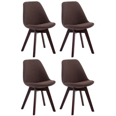 CLP 4er Set Retrostühle Borneo V2 Mit Stoffbezug Und Hochwertiger Polsterung I Lehnstühle Mit Holzgestell