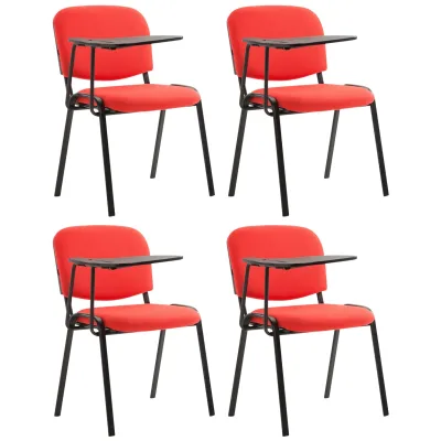 CLP 4er Set Stuhl Ken Mit Klapptisch Stoff I Gepolsterter Schulungsstuhl Mit Schreibtafel