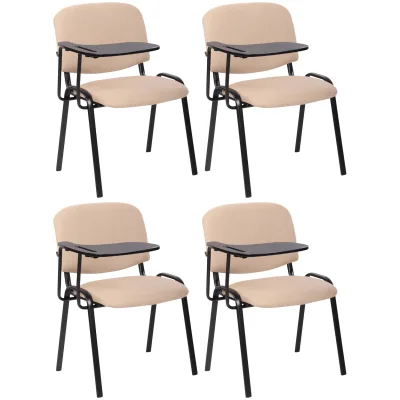 CLP 4er Set Stuhl Ken Mit Klapptisch Stoff I Gepolsterter Schulungsstuhl Mit Schreibtafel