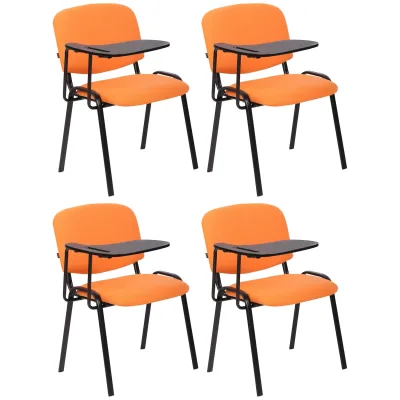 CLP 4er Set Stuhl Ken Mit Klapptisch Stoff I Gepolsterter Schulungsstuhl Mit Schreibtafel