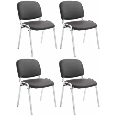 CLP 4er Set Stühle Ken Chrom Kunstleder I Gepolsterte Sitze I Stapelbar