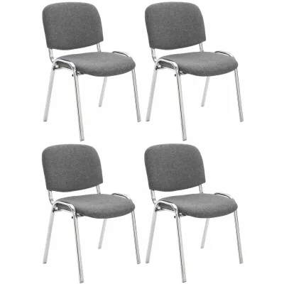 CLP 4er Set Stühle Ken Chrom Stoff I Gepolsterte Sitzfläche