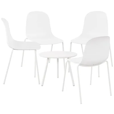 CLP 4er Sitzgruppe Berdin I Garten-Set 4x Stuhl stapelbar und 1x Tisch I Outdoor-Set wetterfest und UV-beständig I Gartenmöbel