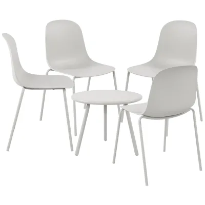 CLP 4er Sitzgruppe Mindin I Garten-Set 4x Stuhl stapelbar und 1x Tisch I Outdoor-Set wetterfest und UV-beständig I Gartenmöbel