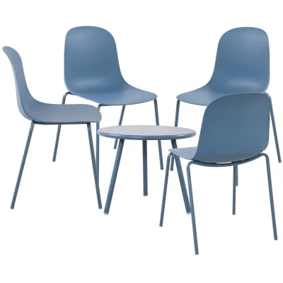 CLP 4er Sitzgruppe Mindin I Garten-Set 4x Stuhl stapelbar und 1x Tisch I Outdoor-Set wetterfest und UV-beständig I Gartenmöbel