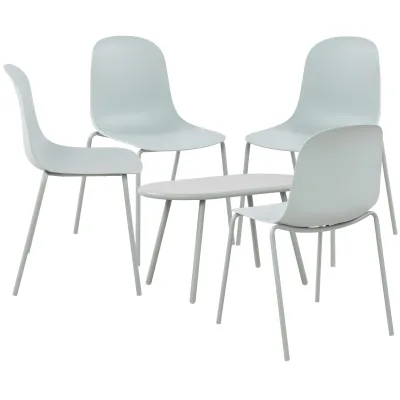 CLP 4er Sitzgruppe Veldin I Garten-Set 4x Stuhl stapelbar und 1x Tisch I Outdoor-Set wetterfest und UV-beständig I Gartenmöbel