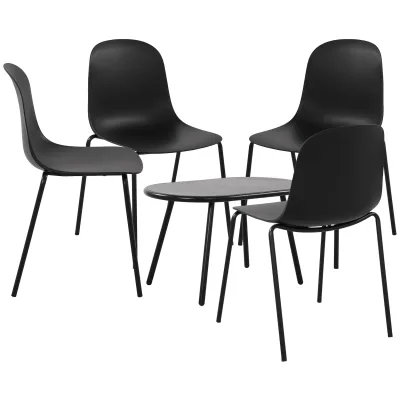 CLP 4er Sitzgruppe Veldin I Garten-Set 4x Stuhl stapelbar und 1x Tisch I Outdoor-Set wetterfest und UV-beständig I Gartenmöbel