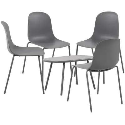 CLP 4er Sitzgruppe Veldin I Garten-Set 4x Stuhl stapelbar und 1x Tisch I Outdoor-Set wetterfest und UV-beständig I Gartenmöbel