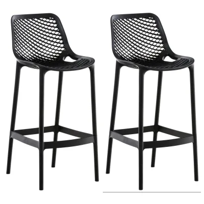 CLP Barhocker 2er Set Garten wetterfest Air, Gartenstühle mit Lehne, Tresenstühle wetterfest UV-beständig aus Kunststoff, bis 160 kg
