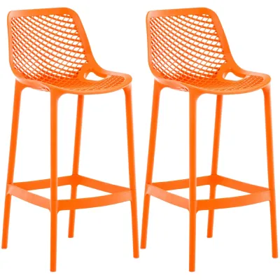 CLP Barhocker 2er Set Garten wetterfest Air, Gartenstühle mit Lehne, Tresenstühle wetterfest UV-beständig aus Kunststoff, bis 160 kg