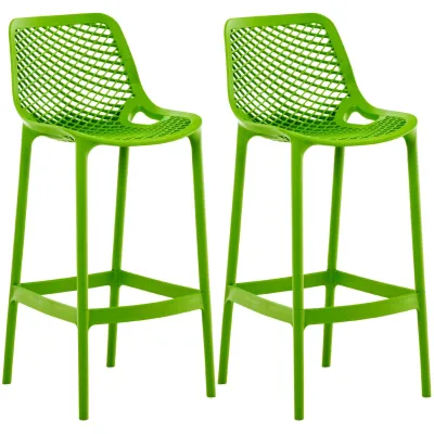 CLP Barhocker 2er Set Garten wetterfest Air, Gartenstühle mit Lehne, Tresenstühle wetterfest UV-beständig aus Kunststoff, bis 160 kg