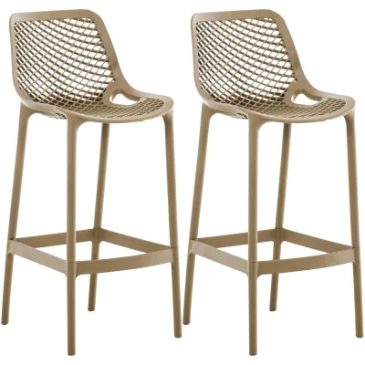 CLP Barhocker 2er Set Garten wetterfest Air, Gartenstühle mit Lehne, Tresenstühle wetterfest UV-beständig aus Kunststoff, bis 160 kg