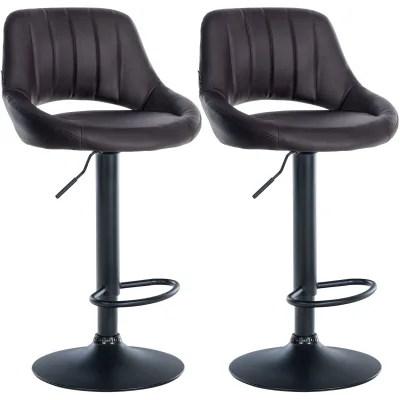CLP Barhocker 2er Set höhenverstellbar mit Lehne Milet, Barstühle gepolstert Kunstleder, mit Metallgestellen drehbar,