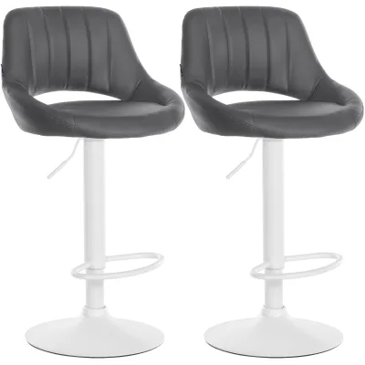 CLP Barhocker 2er Set höhenverstellbar mit Lehne Milet, Barstühle gepolstert Kunstleder, mit Metallgestellen drehbar,