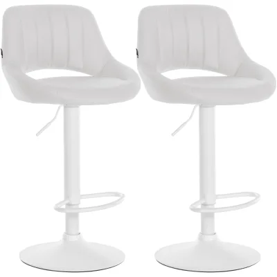 CLP Barhocker 2er Set höhenverstellbar mit Lehne Milet, Barstühle gepolstert Kunstleder, mit Metallgestellen drehbar,