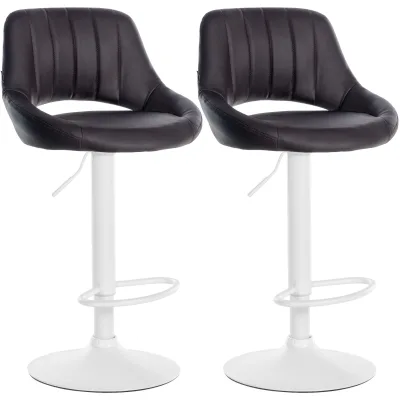 CLP Barhocker 2er Set höhenverstellbar mit Lehne Milet, Barstühle gepolstert Kunstleder, mit Metallgestellen drehbar,