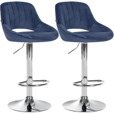 CLP Barhocker 2er Set höhenverstellbar mit Lehne Milet, Barstühle gepolstert Samtbezug, Tresenstühle mit Metallgestell drehbar