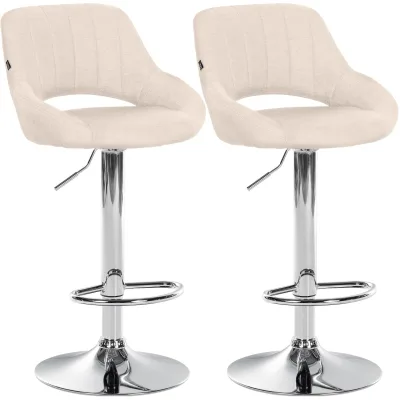 CLP Barhocker 2er Set höhenverstellbar mit Lehne Milet, Barstühle gepolstert Stoffbezüge, Tresenstühle mit Metallgestellen drehbar,