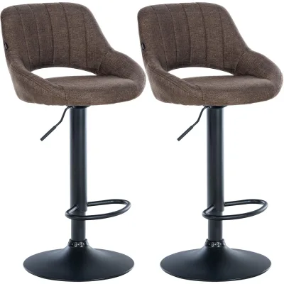 CLP Barhocker 2er Set höhenverstellbar mit Lehne Milet, Barstühle gepolstert Stoffbezüge, Tresenstühle mit Metallgestellen drehbar,