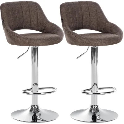 CLP Barhocker 2er Set höhenverstellbar mit Lehne Milet, Barstühle gepolstert Stoffbezüge, Tresenstühle mit Metallgestellen drehbar,