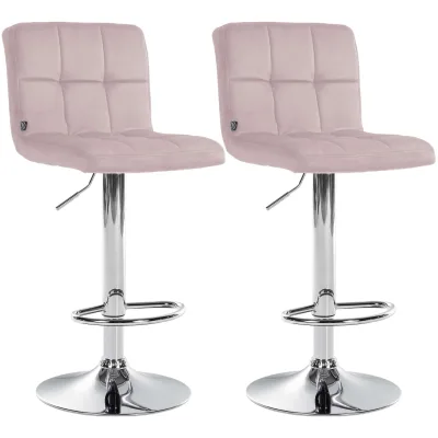 CLP Barhocker 2er Set höhenverstellbar mit Lehne Peru, Barstühle gepolstert Samtbezug, Tresenstühle mit Metallgestell drehbar