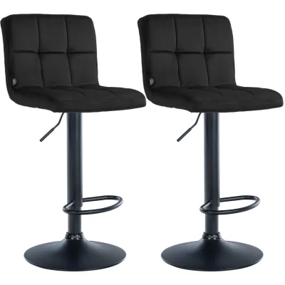 CLP Barhocker 2er Set höhenverstellbar mit Lehne Peru, Barstühle gepolstert Samtbezug, Tresenstühle mit Metallgestell drehbar