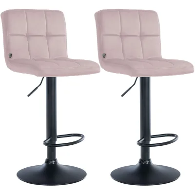 CLP Barhocker 2er Set höhenverstellbar mit Lehne Peru, Barstühle gepolstert Samtbezug, Tresenstühle mit Metallgestell drehbar